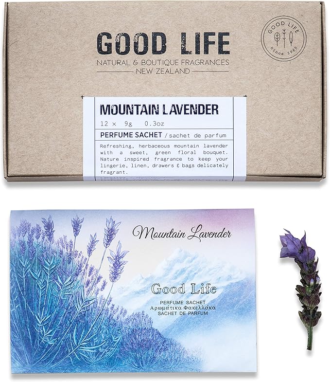 Good Life Mountain Lavender Scented Sachets | Designed and Manufactured in New Zealand | 12 Sachets