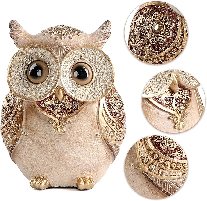 Owl Statue for Home Decoration for Shelf Bookshelf OfficeTable Indoor Decor Accents Adorable Big Eye Owl Statues and Sculptures Animal Owls Gift for Bird Lover Cute Figurine