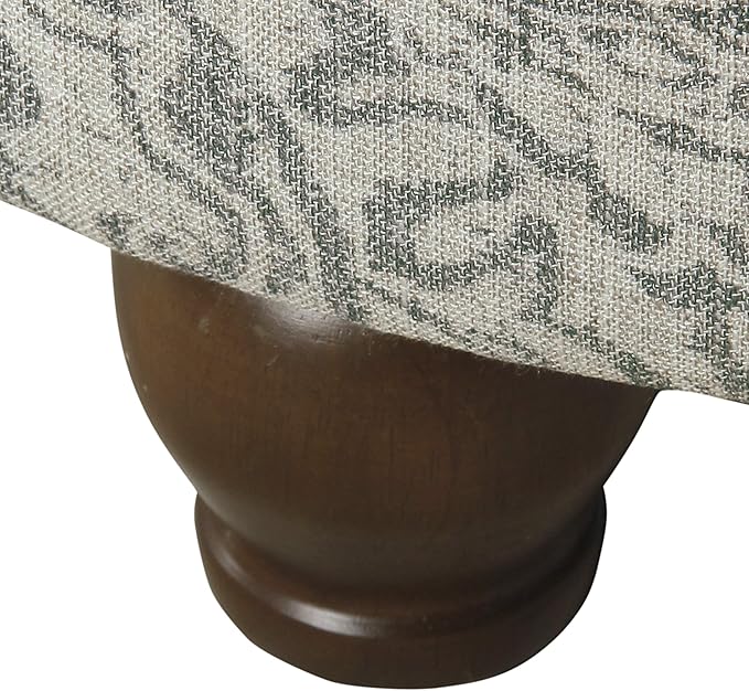 Homepop Home Decor | Upholstered Round Storage Ottoman | Ottoman with Storage for Living Room & Bedroom, Gray Floral
