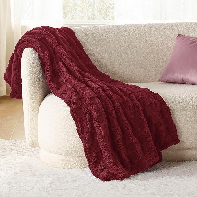 Bedsure GentleSoft Red Throw Blanket for Couch - Super Soft Cozy Blankets Gifts for Women Men Girls, Cute Small Fleece Throws for Bedroom Home Decor, 50x70 Inches