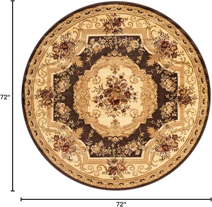 Rugs.com Chateau Collection Rug – 6 Ft Round Brown Medium Rug Perfect for Kitchens, Dining Rooms