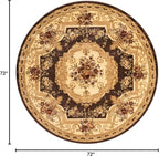 Rugs.com Chateau Collection Rug – 6 Ft Round Brown Medium Rug Perfect for Kitchens, Dining Rooms