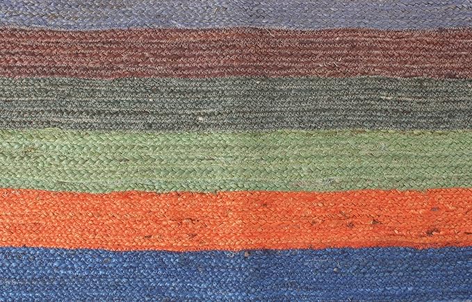 Scalloped Edge Rug, Hand Woven Natural Jute Area Rug, 12x15 Ft Beige & Multicolor Braided Sisal Kilim Rugs for Living Room, Kitchen, Entryway, Farmhouse