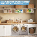 23.62” Extra-Long Under-Shelf Hanging Laundry Basket Organizer, 3-Pack Space-Saving Laundry Organizer, Fits Wire Shelving (Rod Diameter < 0.38”), Modular with Dividers for Custom Laundry Organization