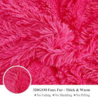 XeGe Plush Shaggy Duvet Cover Set, Luxury Ultra Soft Fluffy Faux Fur Bedding Sets 3 Pieces Velvet(1 Fuzzy Furry Comforter Cover + 2 Faux Fur Pillow Cases), Zipper Closure (Queen, Hot Pink)