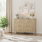 GarveeHome Fluted Dresser for Bedroom, 47.2 Inch Wide 6-Drawer Wood Dresser, Modern Chest of Drawers, Storage Organizer Cabinet for Living Room, Hallway, Entryway, Natural Oak