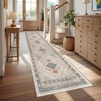 Hallway Runner Rug 2x12, Extra Long Washable Runner Rugs with Rubber Backing, Non Slip Runner, Vintage Rug Runners for Kitchen Laundry Room Entryway (Blue/Red/Multi,2'x12')