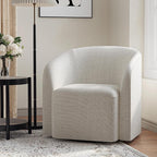 COLAMY Swivel Accent Chair, Modern Barrel Round Chair, Upholstered Comfy Living Room Chair with Armrest, Armchair for Reading Room/Bedroom/Waiting Room/Office, No Assembly, Beige