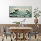 Sea Wave Abstract Wall Art Small Size Modern Green Canvas Wall Art Decor Painting Artwork Abstract Wall Decor Print Picture For Bedroom Office Home Decoration 20"X 40"