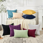 GAWAMAY Decorative Chenille Throw Pillow Covers 24x24 Inch Pack of 2, Soft Square Couch Pillow Cover for Sofa Cushion Living Room Bedroom Solid Dyed Pillowcases Smoke Blue 60x60cm (ONLY Covers)
