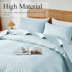 akkialla Full/Queen Size Quilt Bedding Set,Sky Blue Lightweight Microfiber Soft Bedspread,Modern Style Geoetric Pattern Coverlet Set for All Seasons,3 Piece(1 Quilt,2 Pillow Shams)