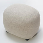 KINWELL Round Boucle Upholstered Ottoman Chair, Footstool with Soft Padded Seat, Fully Assembled Modern Sofa Couch Footrest, Extra Seating for Bedroom Entryway, Taupe(18.5" D x 23" W x 16.5" H)