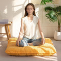 35" Washable Floor Pillow Cushion for Adults, Meditation Cushion Pillow, Extra Large Square Floor Sitting, Removable Tufted Corduroy Cover, for Tatami Living Room or Yoga, Orange, Machine Washable