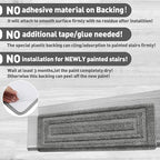 PURE ERA Bullnose Carpet Stair Treads Set Tape Free Non-Slip Indoor Stair Protectors Pet Friendly Rugs 9.5" x 30"(14 Pieces,Grey Rectangular)