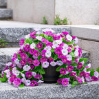 Artificial Fake Hanging Flowers Plants for Outdoor Decoration, 2PCS Faux Silk Morning Glory Long Vines Stems UV Resistant Look Real for Outside Home Porch Patio(Violet)
