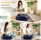 6" Washable Floor Pillow Cushion for Adults, Meditation Cushion Pillow, Removable Tufted Blended Corduroy Cover, Large Square Floor Sitting for Tatami Living Room or Yoga, 2Pack, Machine Washable