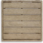 Signature Design by Ashley Silo Point Casual Outdoor Square Patio End Table with Slatted Styling, Multi-Step Finish, Eucalyptus Wood, 20.5" High, Brown