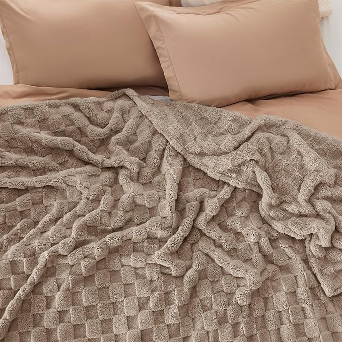Bedsure GentleSoft California King Blanket for Bed - Super Soft Cozy Blankets for Women Men Girls, Large Fuzzy Fleece Throw for Bedroom Decor, Light Brown, 102x96 Inches