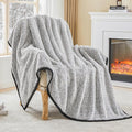 EMME Soft Sherpa Fleece Blanket Reversible Plush Fluffy Large Blanket, Light Weight Warm Decorative Boho Blanket Cover for Sofa, Couch, Bedroom,Travel(Black,50"x60")