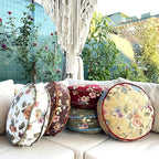 Round Tapestry Decorative Pillow (Brown, 18" x 3")