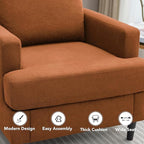 Mid-Century Accent Chair,Modern Linen Fabric Armchair for Living Room,Comfy Upholstered Reading Accent Chairs for Bedroom,Single Sofa Chair with Wood Legs (Orange, 1 Pack)