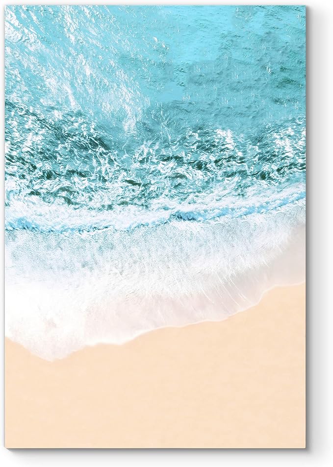 Renditions Gallery Canvas Nature Wall Art Home Paintings & Prints Blue Sandy Beach Ocean Modern Romantic Wall Hanging Artwork Decorations for Bedroom Living Room Office Kitchen - 32"x48" LT06