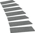 PURE ERA Carpet Stair Treads Tape Free Non Slip Indoor Stair Carpet Stair Protectors Pet-Friendly Non-Slip Skid Resistant Washable Reusable 8" x 30"(14 Pieces,Gray Mini-Diamond Trellis)