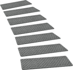 PURE ERA Carpet Stair Treads Tape Free Non Slip Indoor Stair Carpet Stair Protectors Pet-Friendly Non-Slip Skid Resistant Washable Reusable 8" x 30"(14 Pieces,Gray Mini-Diamond Trellis)