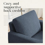 Mid-Century Accent Chair, Comfy Upholstered Reading Accent Chairs for Bedroom, Modern Linen Fabric Armchair for Living Room, Single Sofa Chair with Wood Legs (Blue Grey, 2 Pack)