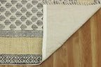 Kilim Rug 5x8 Area Rug Beige & Black Cotton Dhurrie Oriental Thick 0.19 inches Stone Easy Washable Rug Hand Wash Cotton Carpet Flatweave Rug Indoor Outdoor Rugs for Living Room, Bedroom