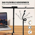 BAYSQUIRREL Led Desk Lamp with Clamp,Desk Light with Human Sensor,Gooseneck Remote Eye Protection Desk Lighting,24W Ultra Bright Stepless Dimming and Tempering LED Desk Lamp for Home Office, Bedroom