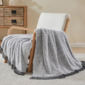 EMME Soft Sherpa Fleece Blanket with Tassel, Reversible Plush Fluffy Large Blanket, Light Weight Warm Decorative Boho Blanket Cover for Sofa, Couch, Bedroom,Travel(Tassel Grey,60"x80")
