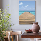 Renditions Gallery Canvas Nature Wall Art Modern Paintings & Prints Decor Sunny Endless Ocean Dock Glam Romantic Wall Hanging Artwork for Bedroom Living Room Office Kitchen - 18"x27" LT06
