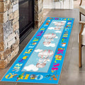 Cartoon Hot Air Balloon Children's Rug, 3.3x10ft, Educational Learning Alphabet Animal Carpets for Living Room, Low Pile Non-Shedding with Non Slip Backing Durable Rug for Kids Teen Floor