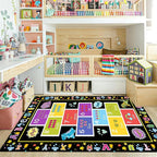 Educational Play Rug 6x8ft - ABC & 123 Learning Mat for Toddlers with Animal Designs - Non-Slip Washable Rug for Playroom, Preschool, Daycare Classroom