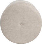 Homepop Home Decor | Upholstered Round Storage Ottoman with Nailheads| Ottoman with Storage for Living Room & Bedroom, Light Brown Fabric