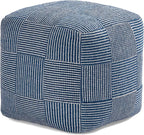 Anji Mountain 100% Handmade & Handcrafted Comfortable Home Décor Pouf Ottoman Footrest for Living Room, Bedroom, Nursery, Kidsroom, Patio Furniture - (20" x 20" x 20" - Sailor Blue)