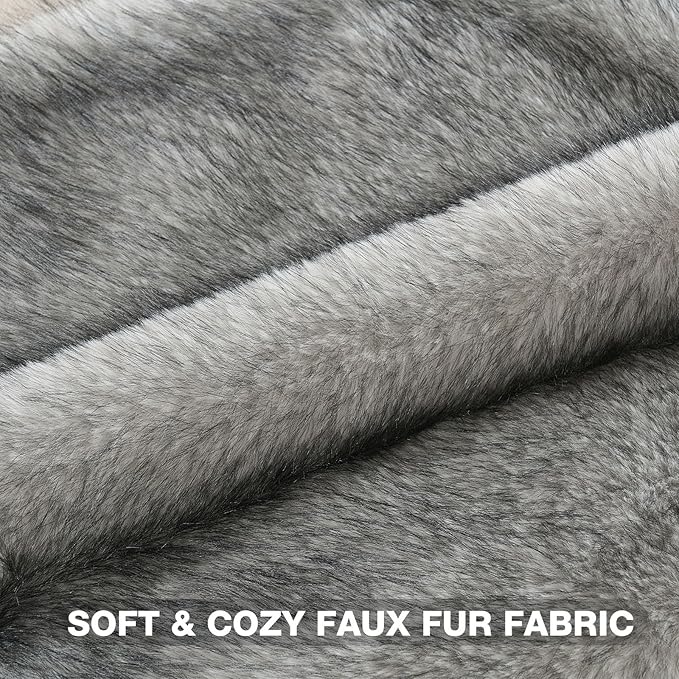 FUTEI Black White Decorative Throw Pillow Covers 18x18 Inch Set of 2,Soft Faux Raccoon Fur Textured Cushion Case,Modern Home Luxurious Decor for Couch Bed Living Room