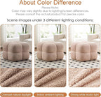 ONEVOG 21" Light Brown Funky Ottoman, Square Fuzzy Couch Sherpa Pouf Ottoman, Tufted Fluffy Boucle Fabric Foot Stools, Upholsered Footrest & Coffee Table for Living Room Bedroom, Cute Pouf Home Decor
