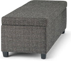 SIMPLIHOME Avalon Storage Ottoman Bench - 48 inch Wide Upholstered Tweed Look Fabric Rectangular Lift-Top Ottoman in Dark Grey, Contemporary Storage Bench for Living Room with High-Density Foam