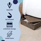 happimess BSK2015B Holden 30" Classic Costal Hand-Woven Hyacinth Wicker Under Bed Storage Basket with for Storage and Decoration in Bathroom, Bedroom, Closet, Entryway, Brown