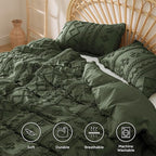 Bedsure Boho Twin Duvet Cover, Soft & Comfortable Elegant Design Boho Bedding for Decoration, Machine Washable Comforter Cover for All Seasons,Includes 1 Duvet Cover & 1 Pillow Sham,Olive Green