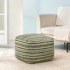 Anji Mountain Artisan Crafted Cotton Blend Pouf Ottoman | Versatile Floor Seating & Footstool for Living Room | Modern Boho Home Décor Accent | Filled Pouffe