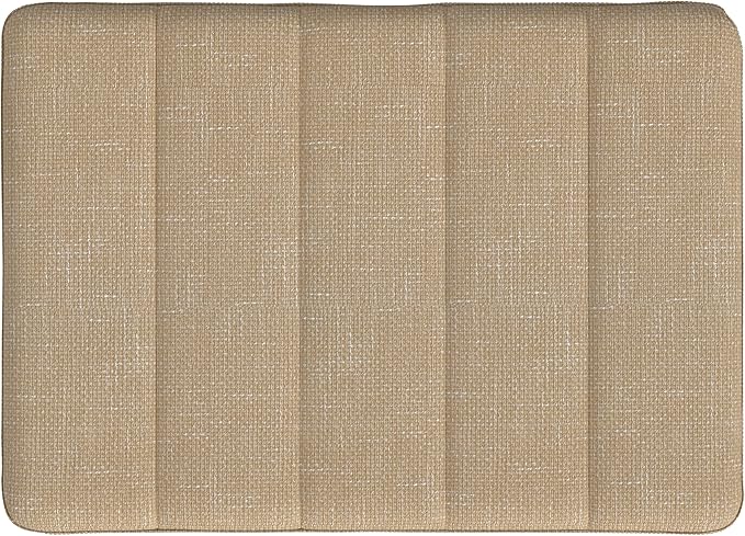 HomePop Theodore Channel Tufted Small Ottoman -Light Tan Textured Solid