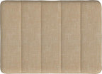 HomePop Theodore Channel Tufted Small Ottoman -Light Tan Textured Solid