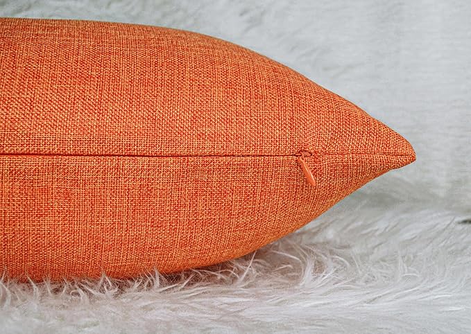 Aiking Home Woven Fine Faux Linen Throw Pillow Cover, Size 12"x24", Orange