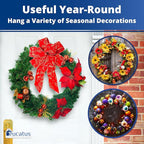 Non Scratch, 100% Clear 12 in Wreath Hanger. Christmas Wreaths Holder for Hanging Fall Halloween Decorations Over Front or Garage Door. Best Long Hook for Indoor or Outdoor Home Decor