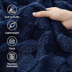 Bedsure GentleSoft Navy Blue Throw Blanket for Couch - Checkered Fleece Blankets Gifts for Women Men Girls, Cute Soft Cozy Throw for Bedroom Home Decor Gifts, 50x60 Inches