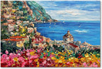 Art Hand Painted Seaside Town Landscape Oil Painting Modern Abstract Art Home Wall Deco Art 30x45 inches