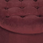 Homepop Home Decor |N8264-B119 | Large Button Tufted Velvet Round Storage Ottoman | Ottoman with Storage for Living Room & Bedroom, Berry